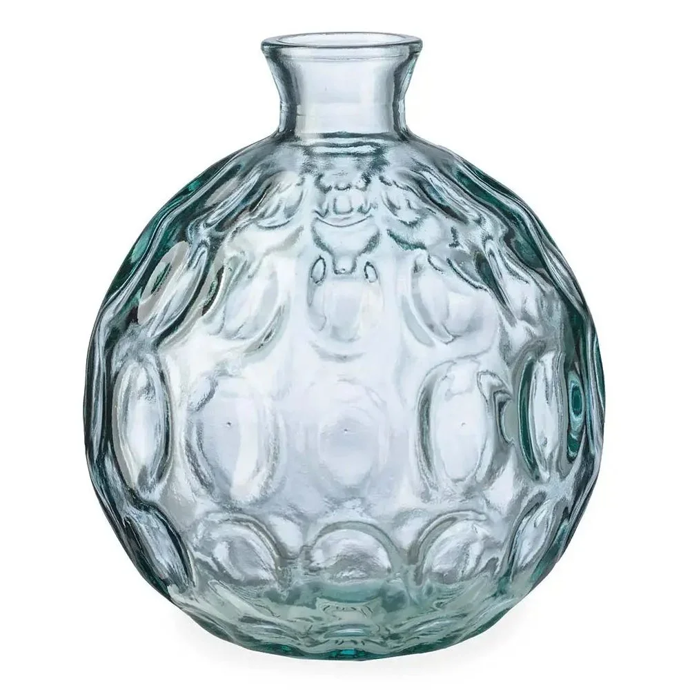 Dune Round Recycled Dimpled Glass Vase, 7.5
